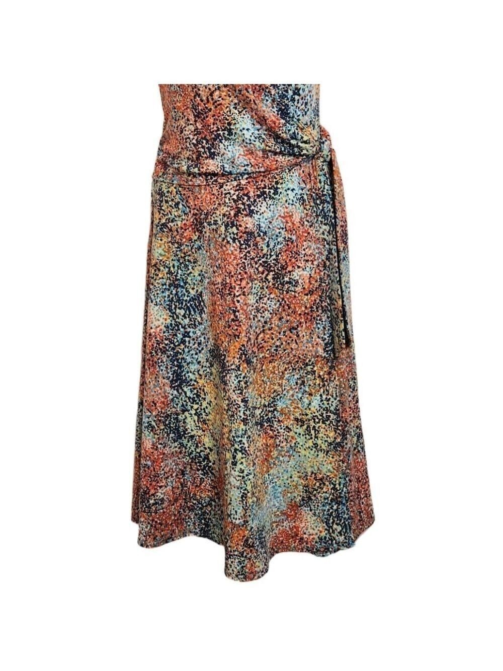 BCBG Max Azria Rainbow Dot Faux Wrap Knit Midi Dress Small - Picture 5 of 11